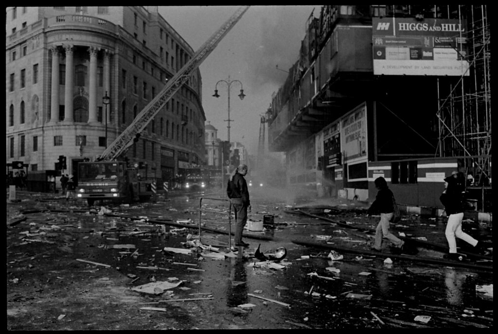 firemen tackle a blaze